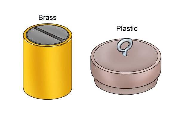 Brass and plastic shell on a pot magnet