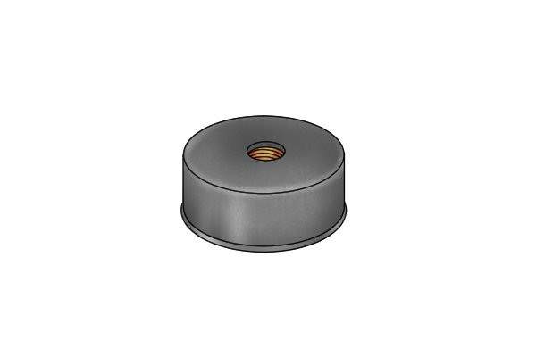 Rubber coated internal threaded pot magnet