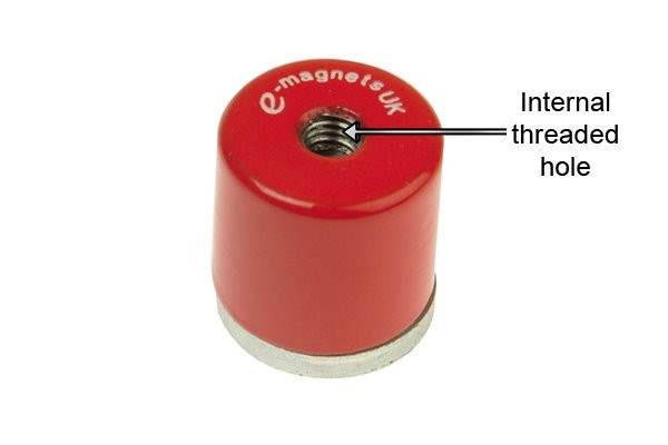 Internal threaded hole on a deep internal threaded pot magnet